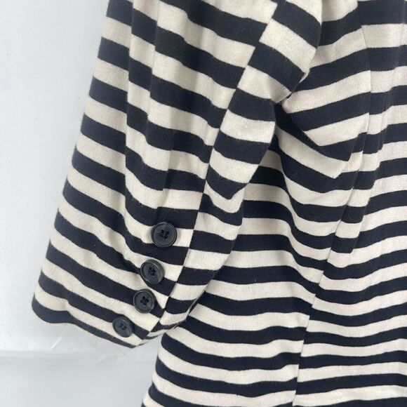 Monteau Women's Single Button Blazer Striped 3/4 Sleeve black white Medium - Picture 9 of 11